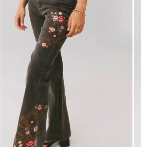 Free People Camille embroidered flare jeans